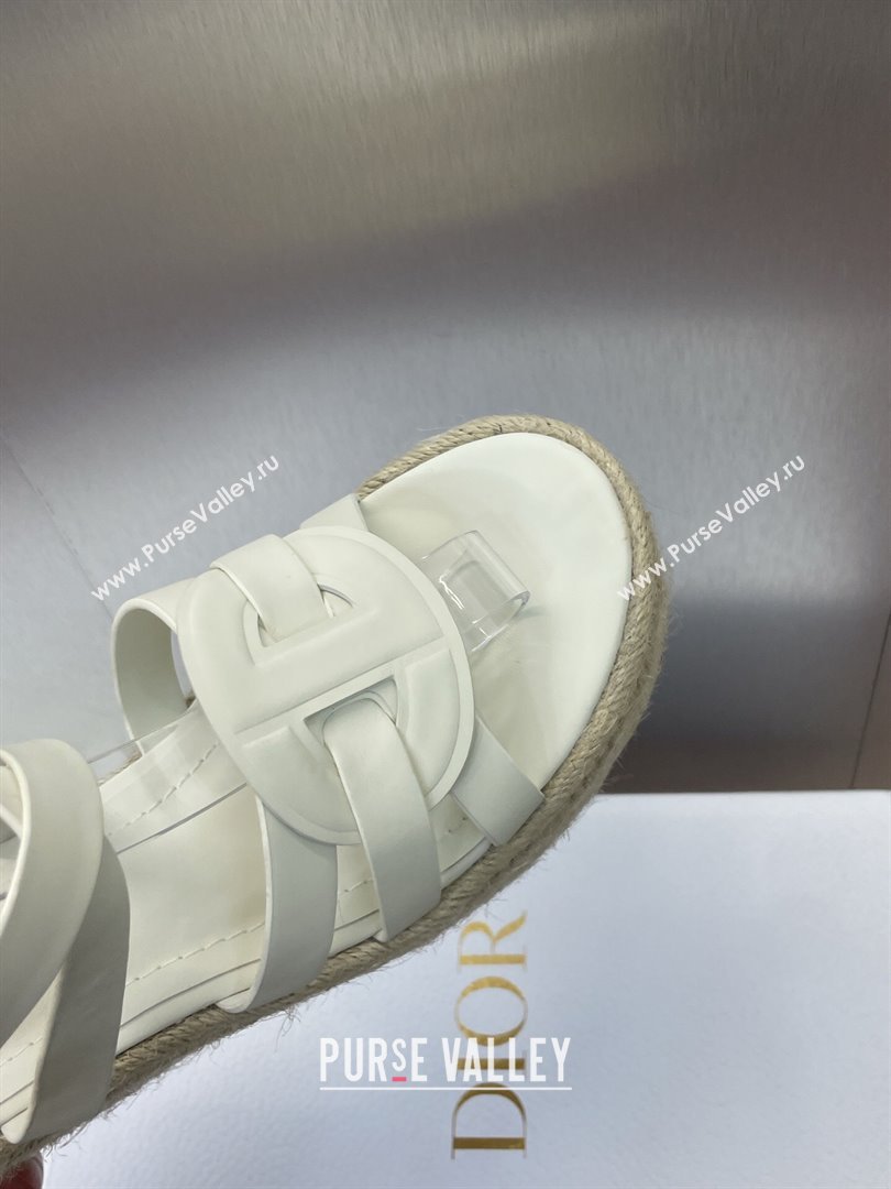 Dior D-Club Wedge Sandals 9.5cm in Calfskin Leather White 2025 (JC-250710035)