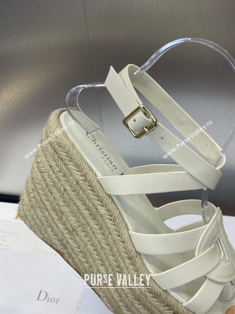 Dior D-Club Wedge Sandals 9.5cm in Calfskin Leather White 2025 (JC-250710035)