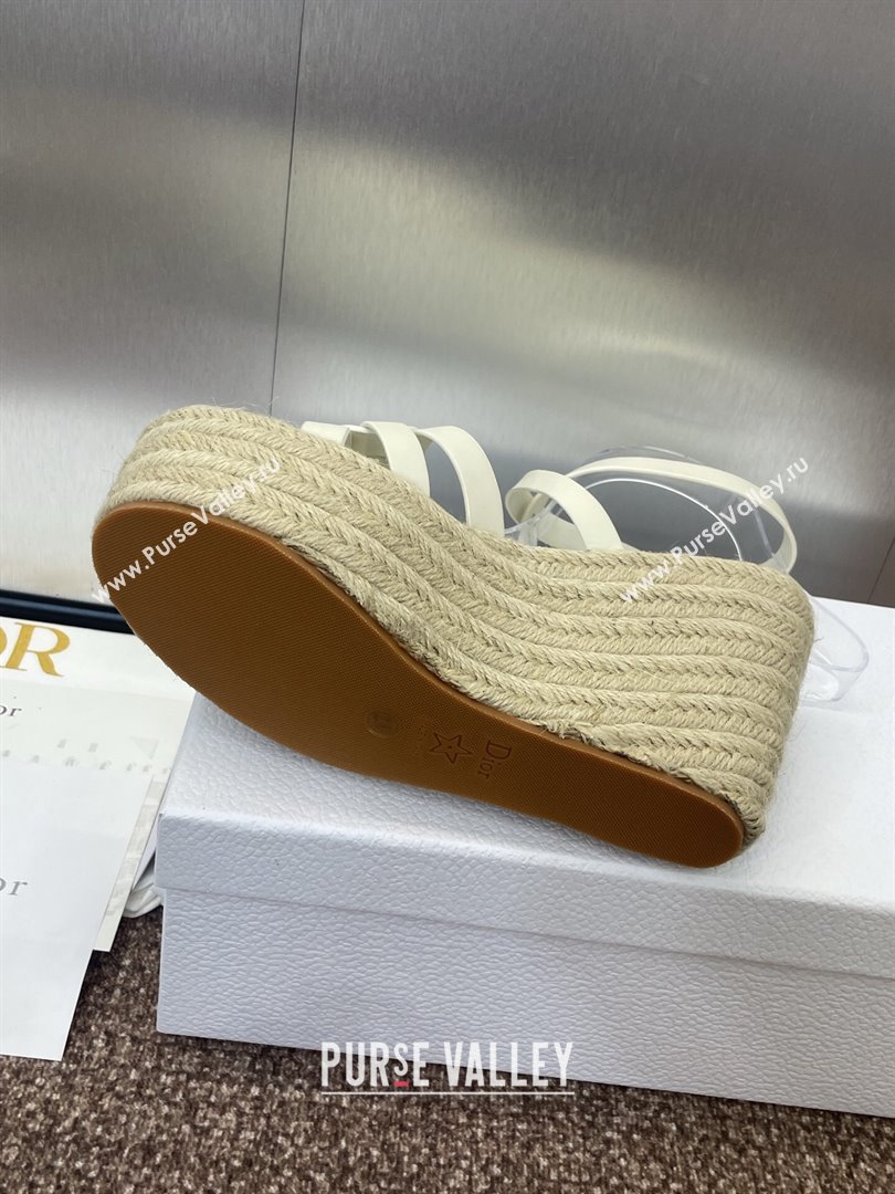 Dior D-Club Wedge Sandals 9.5cm in Calfskin Leather White 2025 (JC-250710035)