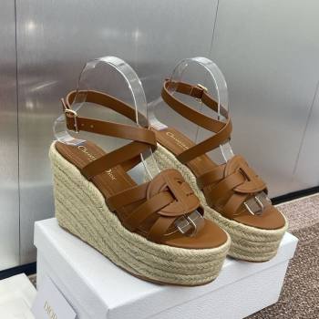 Dior D-Club Wedge Sandals 9.5cm in Calfskin Leather Brown 2025 (JC-250710036)