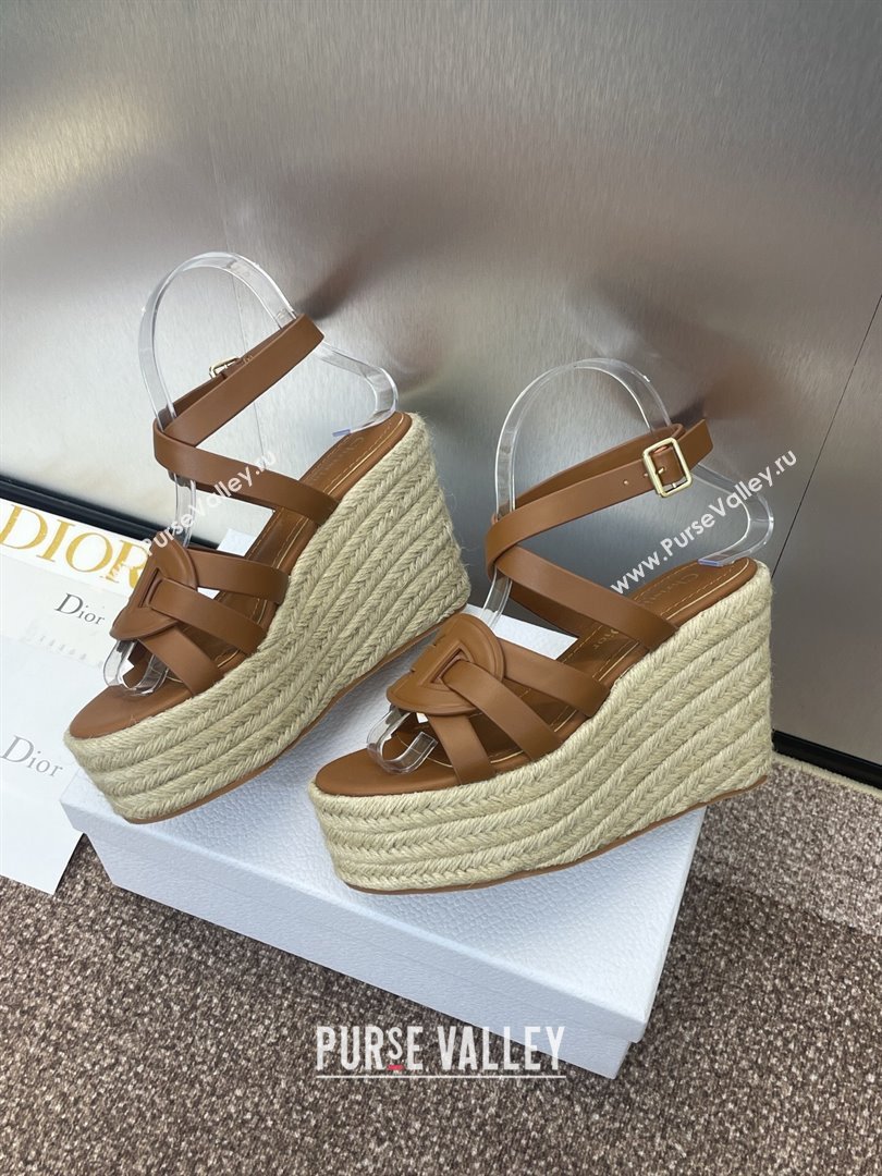 Dior D-Club Wedge Sandals 9.5cm in Calfskin Leather Brown 2025 (JC-250710036)