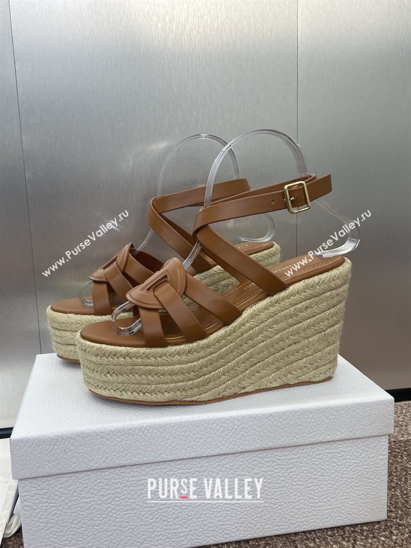 Dior D-Club Wedge Sandals 9.5cm in Calfskin Leather Brown 2025 (JC-250710036)