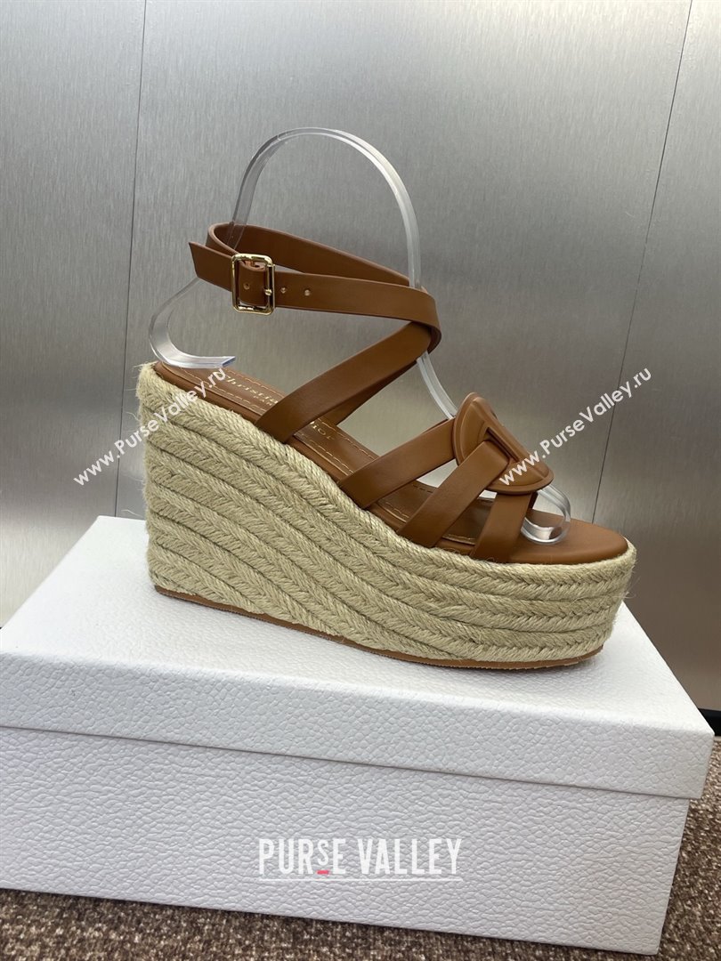 Dior D-Club Wedge Sandals 9.5cm in Calfskin Leather Brown 2025 (JC-250710036)