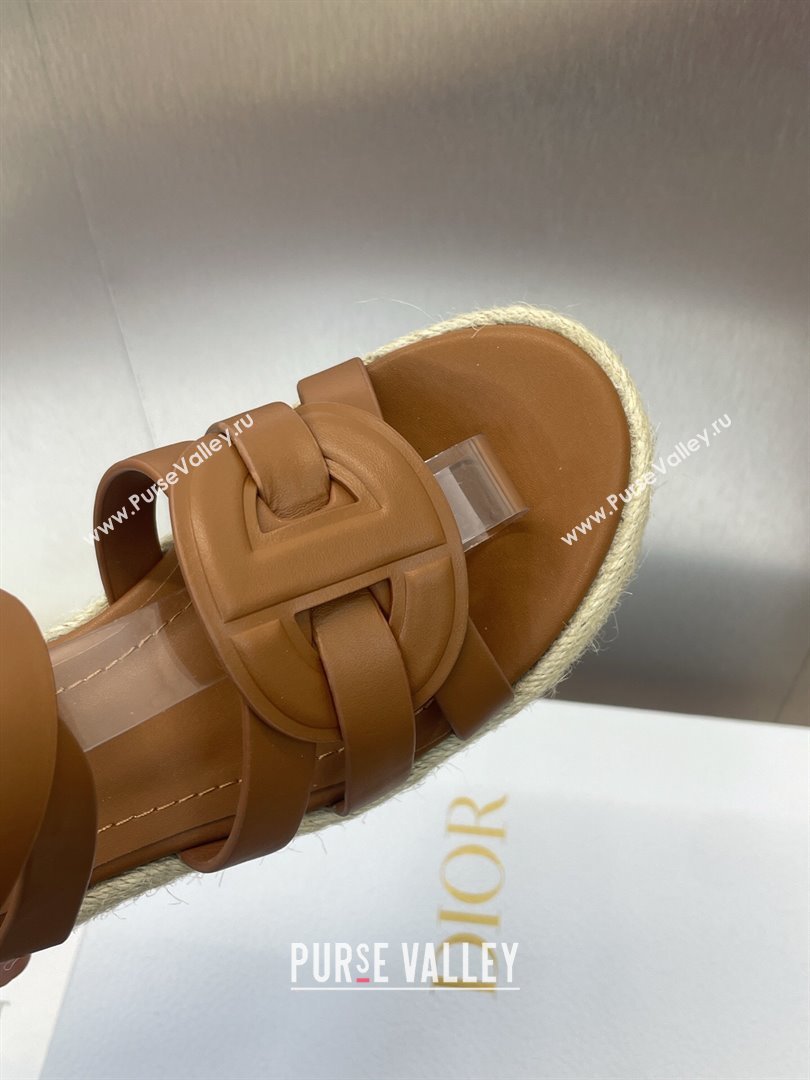 Dior D-Club Wedge Sandals 9.5cm in Calfskin Leather Brown 2025 (JC-250710036)