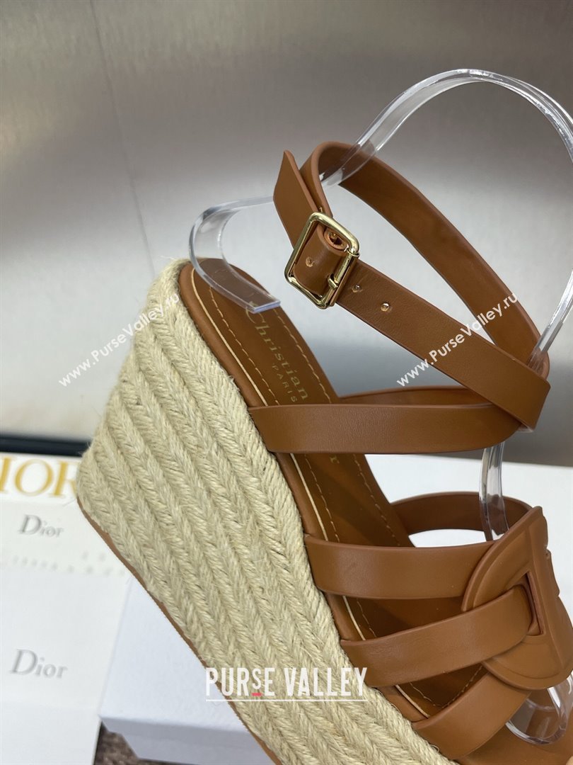 Dior D-Club Wedge Sandals 9.5cm in Calfskin Leather Brown 2025 (JC-250710036)