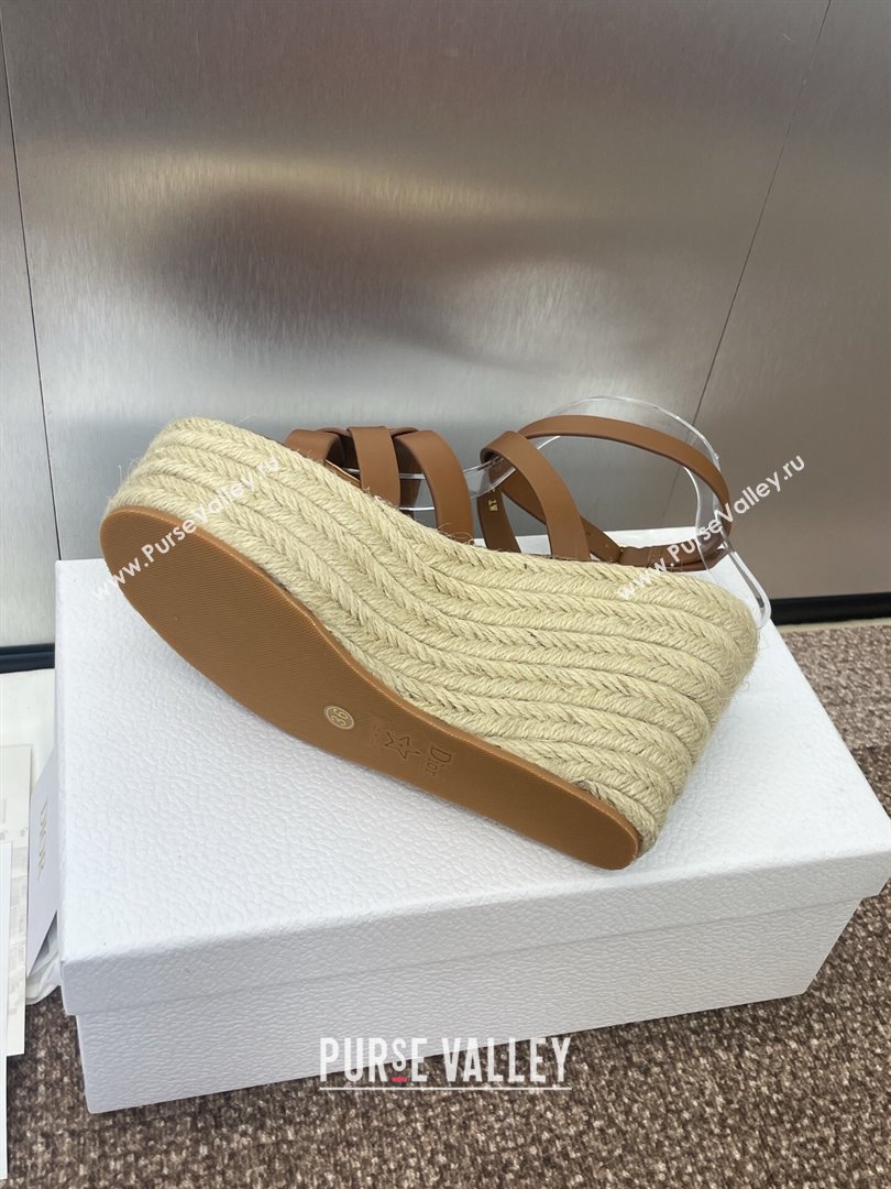 Dior D-Club Wedge Sandals 9.5cm in Calfskin Leather Brown 2025 (JC-250710036)