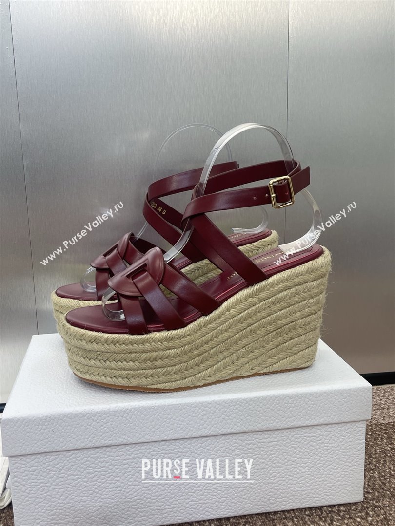 Dior D-Club Wedge Sandals 9.5cm in Calfskin Leather Ruby Red 2025 (JC-250710037)