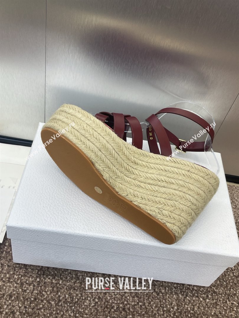 Dior D-Club Wedge Sandals 9.5cm in Calfskin Leather Ruby Red 2025 (JC-250710037)