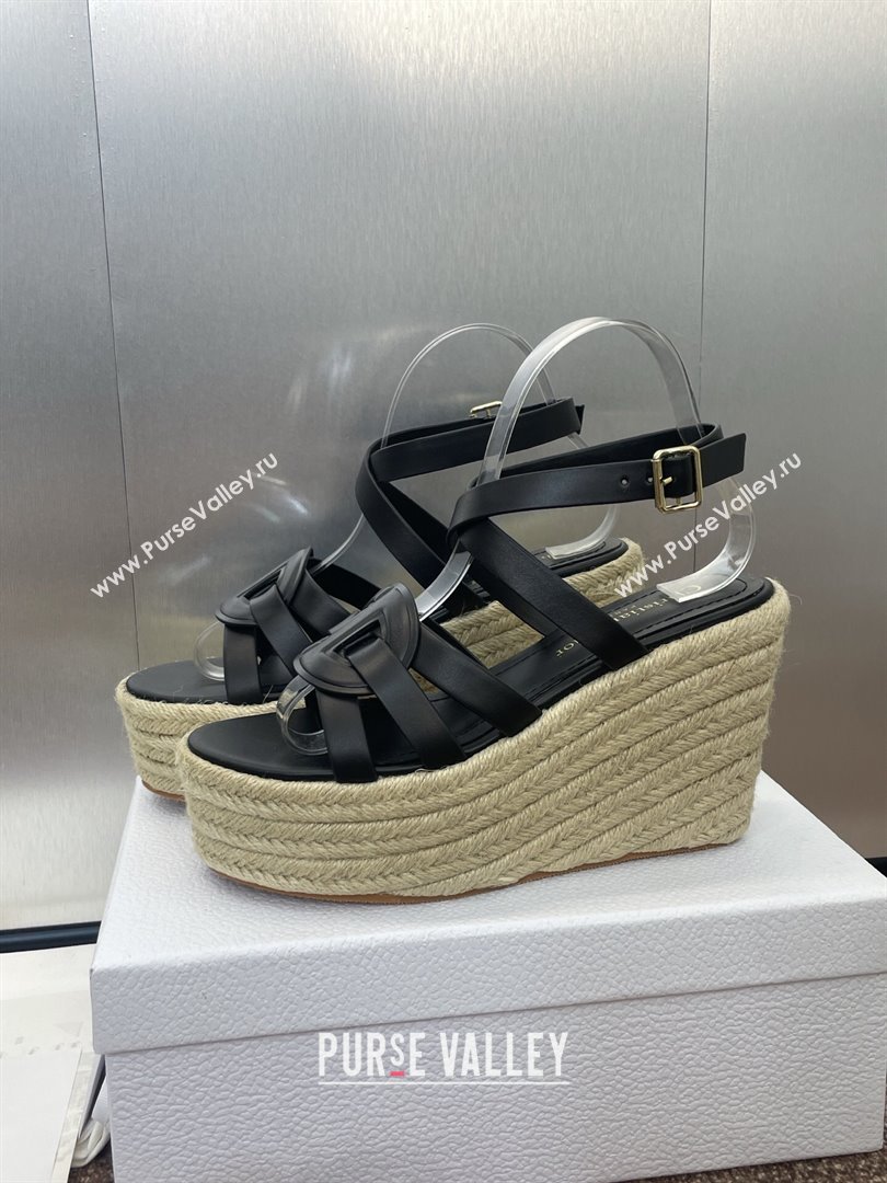 Dior D-Club Wedge Sandals 9.5cm in Calfskin Leather Black 2025 (JC-250710038)