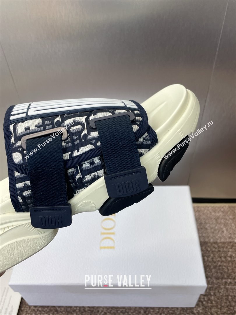 Dior D-Wander Platform Slides Sandal in Oblique Fabric Blue/Beige 2025 (JC-250710023)