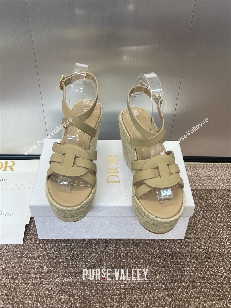 Dior D-Club Wedge Sandals 9.5cm in Calfskin Leather Beige 2025 (JC-250710039)