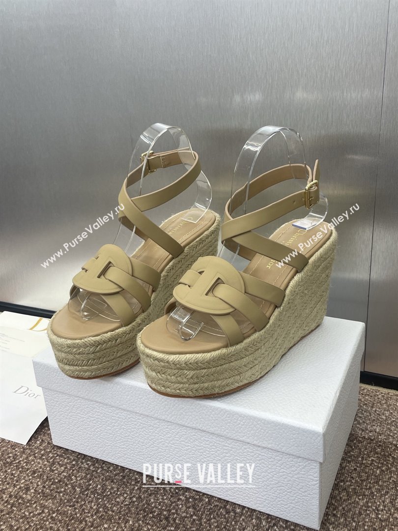 Dior D-Club Wedge Sandals 9.5cm in Calfskin Leather Beige 2025 (JC-250710039)
