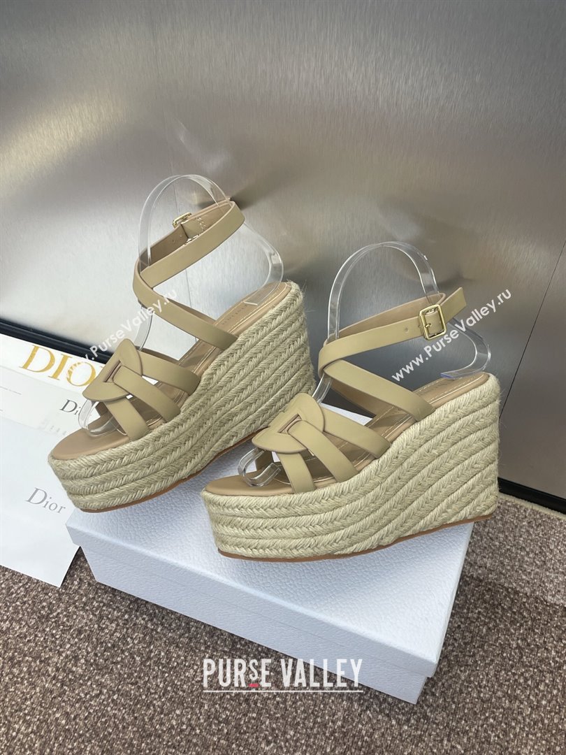 Dior D-Club Wedge Sandals 9.5cm in Calfskin Leather Beige 2025 (JC-250710039)