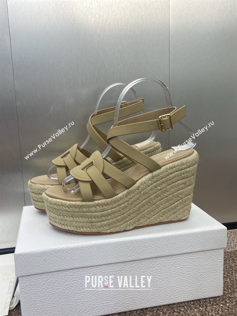 Dior D-Club Wedge Sandals 9.5cm in Calfskin Leather Beige 2025 (JC-250710039)
