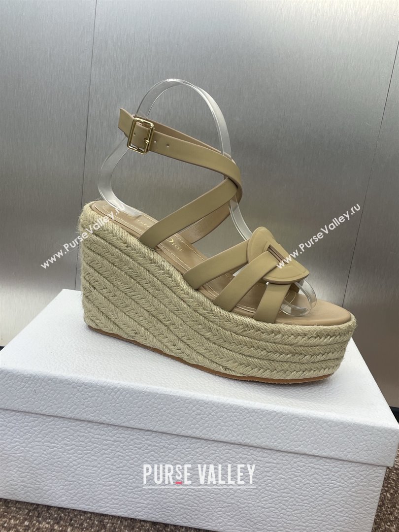 Dior D-Club Wedge Sandals 9.5cm in Calfskin Leather Beige 2025 (JC-250710039)