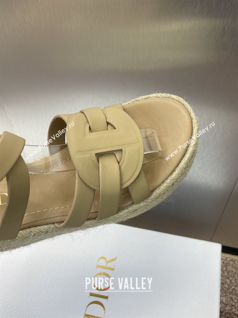 Dior D-Club Wedge Sandals 9.5cm in Calfskin Leather Beige 2025 (JC-250710039)
