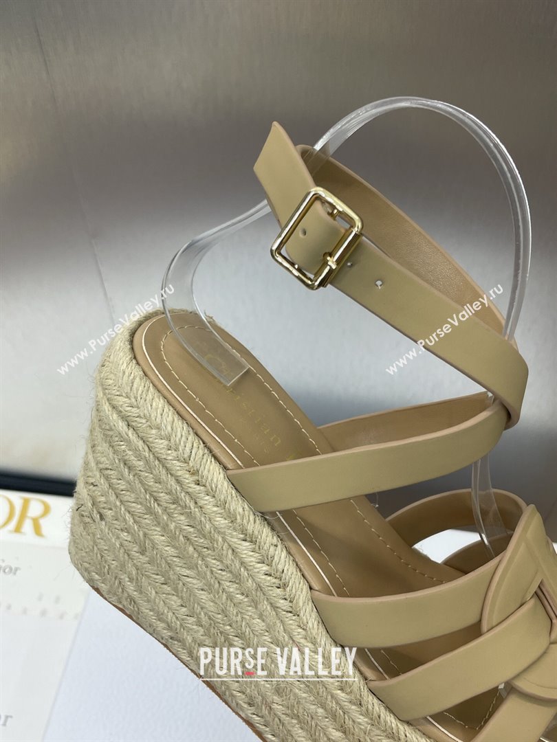 Dior D-Club Wedge Sandals 9.5cm in Calfskin Leather Beige 2025 (JC-250710039)