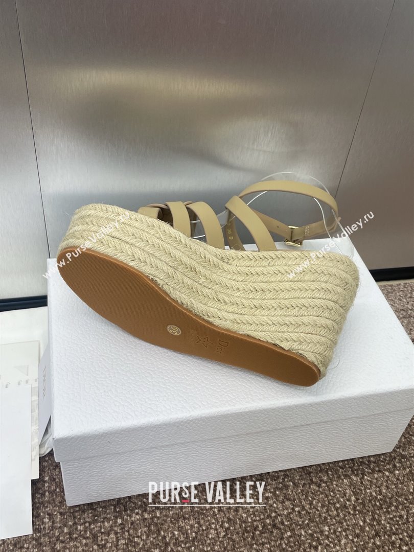 Dior D-Club Wedge Sandals 9.5cm in Calfskin Leather Beige 2025 (JC-250710039)