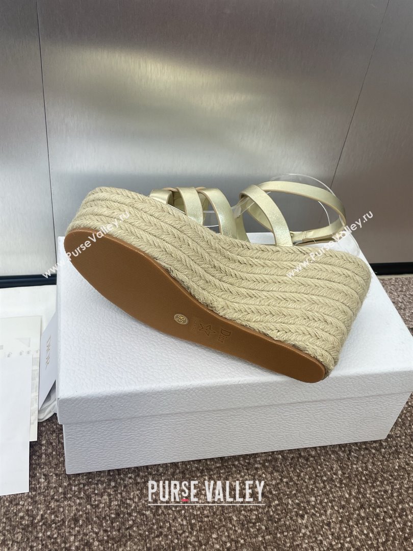 Dior D-Club Wedge Sandals 9.5cm in Calfskin Leather Gold 2025 (JC-250710040)