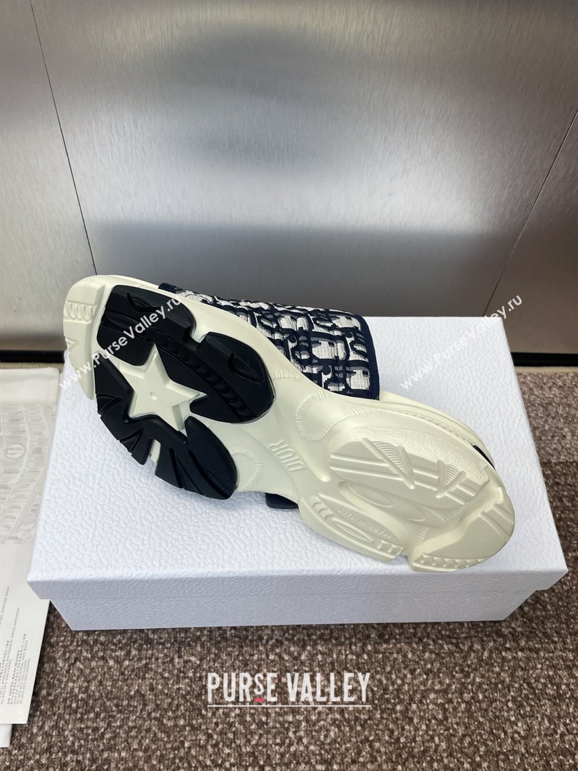 Dior D-Wander Platform Slides Sandal in Oblique Fabric Blue/Beige 2025 (JC-250710023)