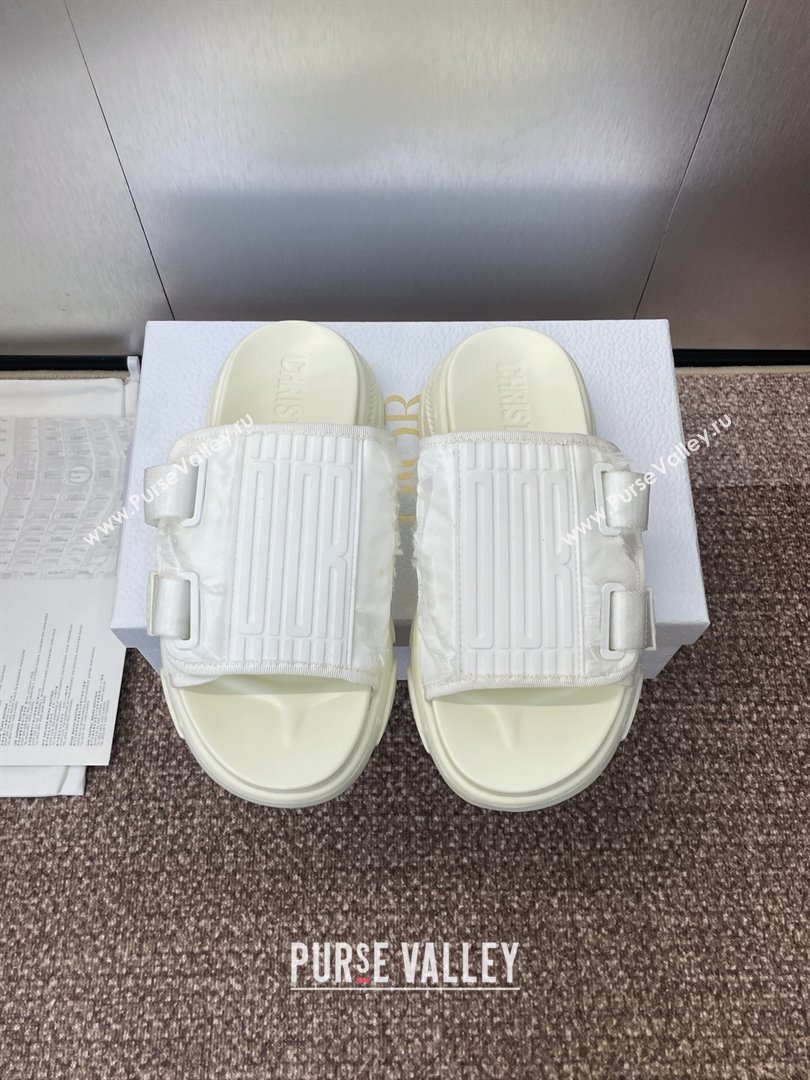 Dior D-Wander Platform Slides Sandal in Oblique Fabric White 2025 (JC-250710024)