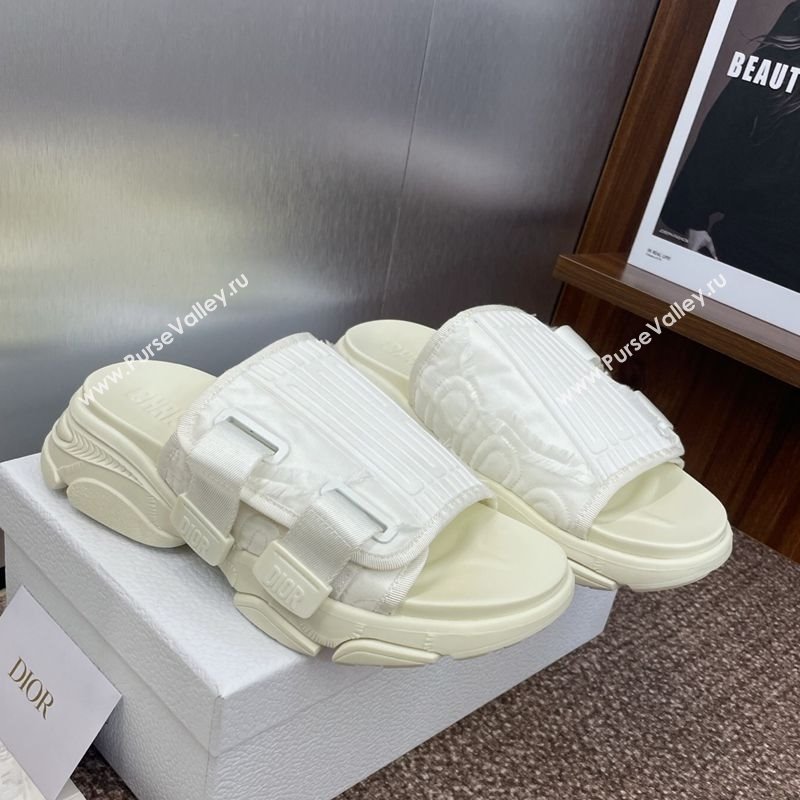 Dior D-Wander Platform Slides Sandal in Oblique Fabric White 2025 (JC-250710024)