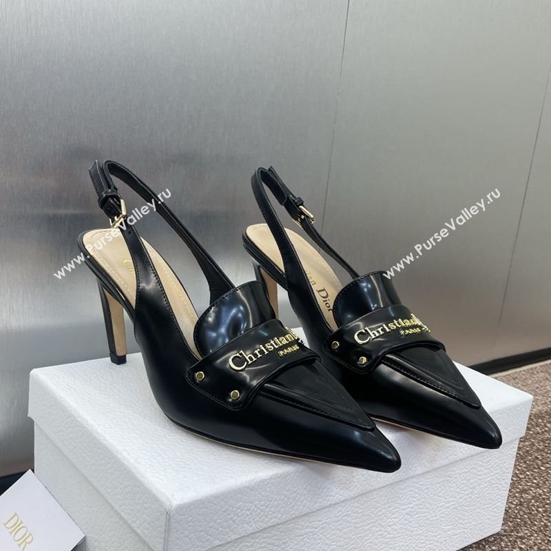 Dior Boy Slingback Pumps 8.5cm in Shiny Calfskin Black 2025 (JC-250710045)