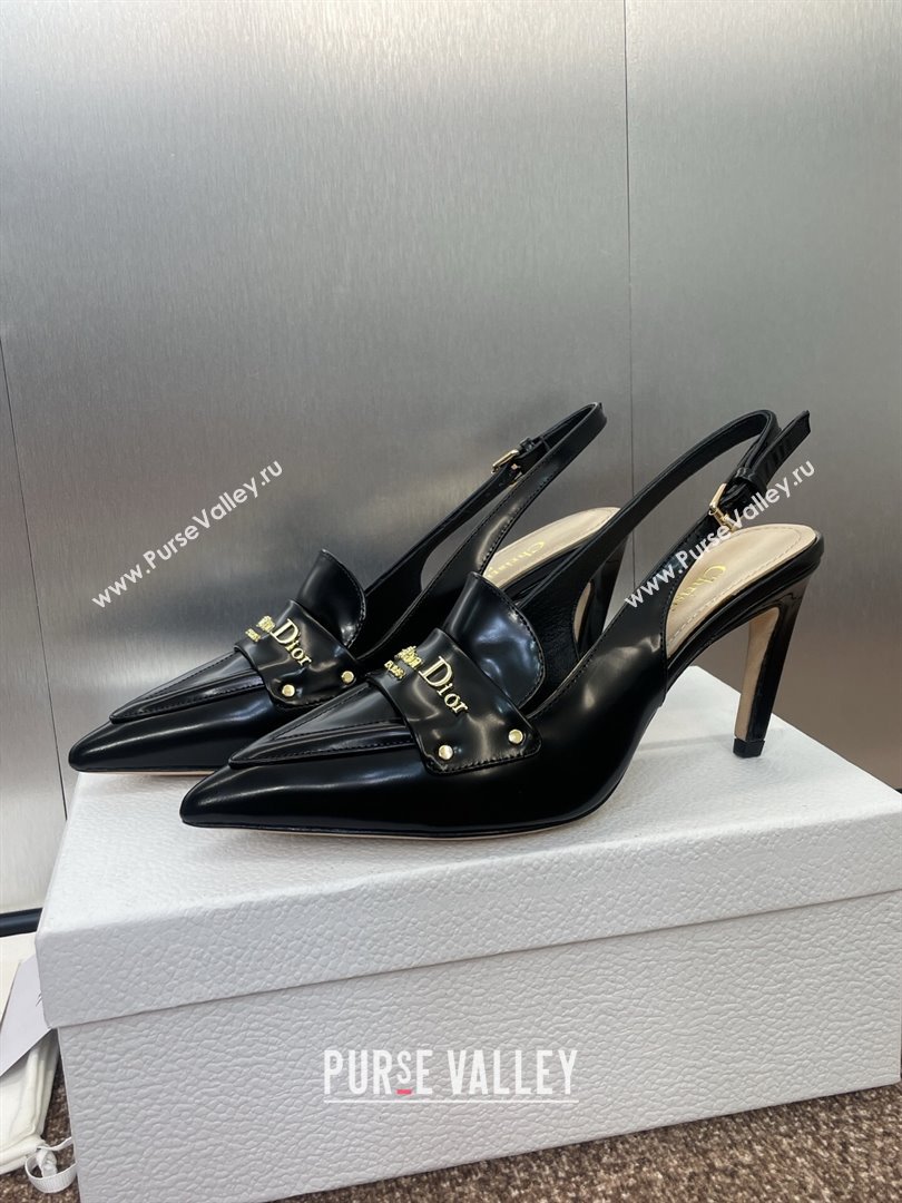 Dior Boy Slingback Pumps 8.5cm in Shiny Calfskin Black 2025 (JC-250710045)