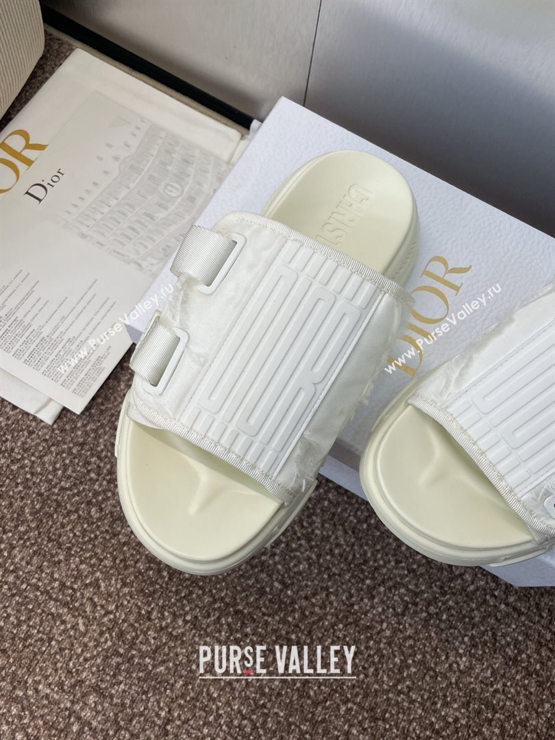 Dior D-Wander Platform Slides Sandal in Oblique Fabric White 2025 (JC-250710024)
