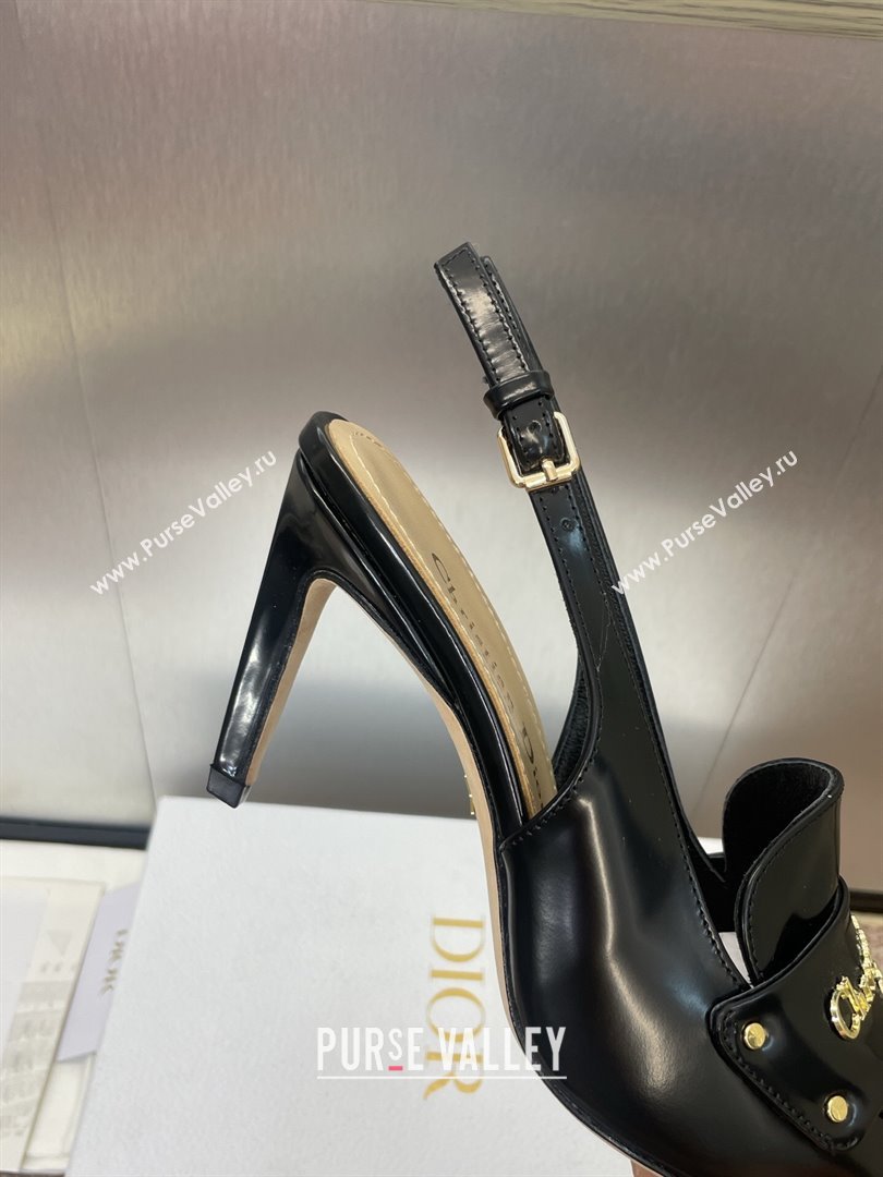 Dior Boy Slingback Pumps 8.5cm in Shiny Calfskin Black 2025 (JC-250710045)