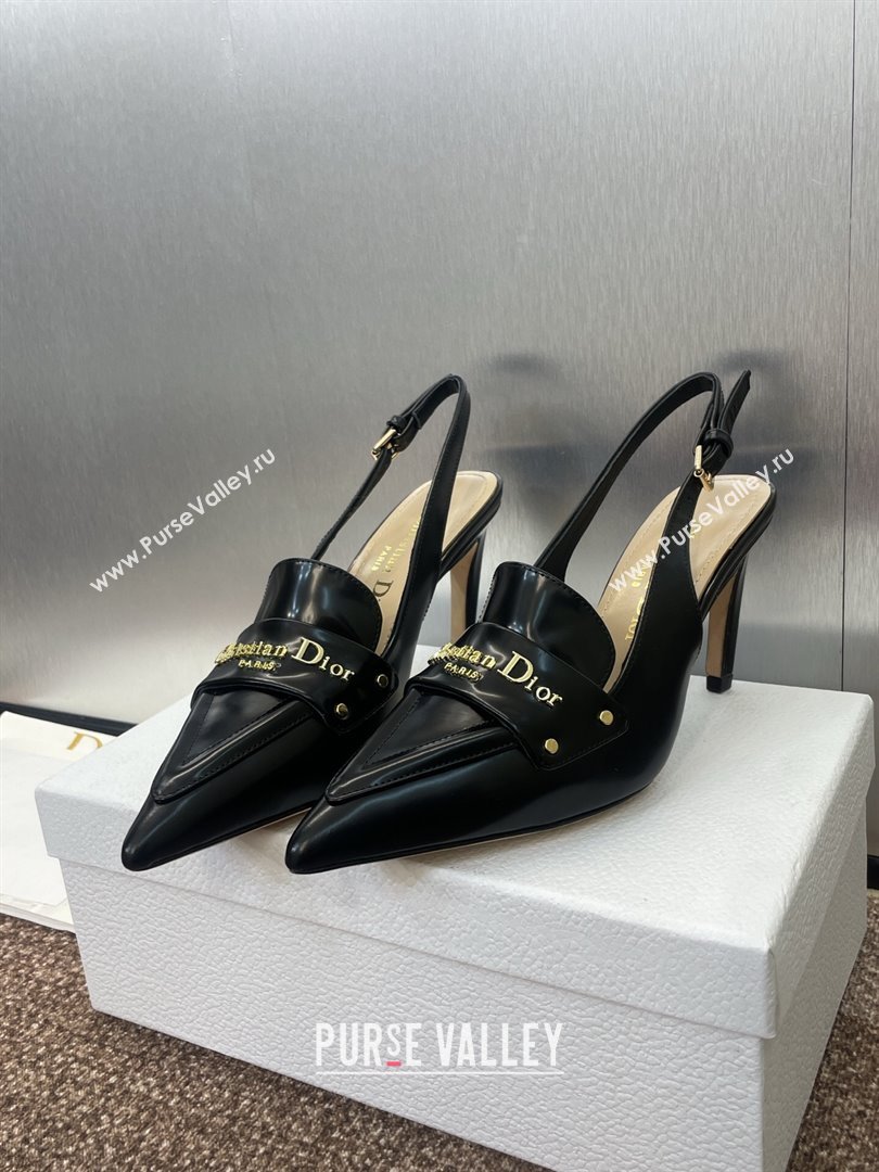 Dior Boy Slingback Pumps 8.5cm in Shiny Calfskin Black 2025 (JC-250710045)