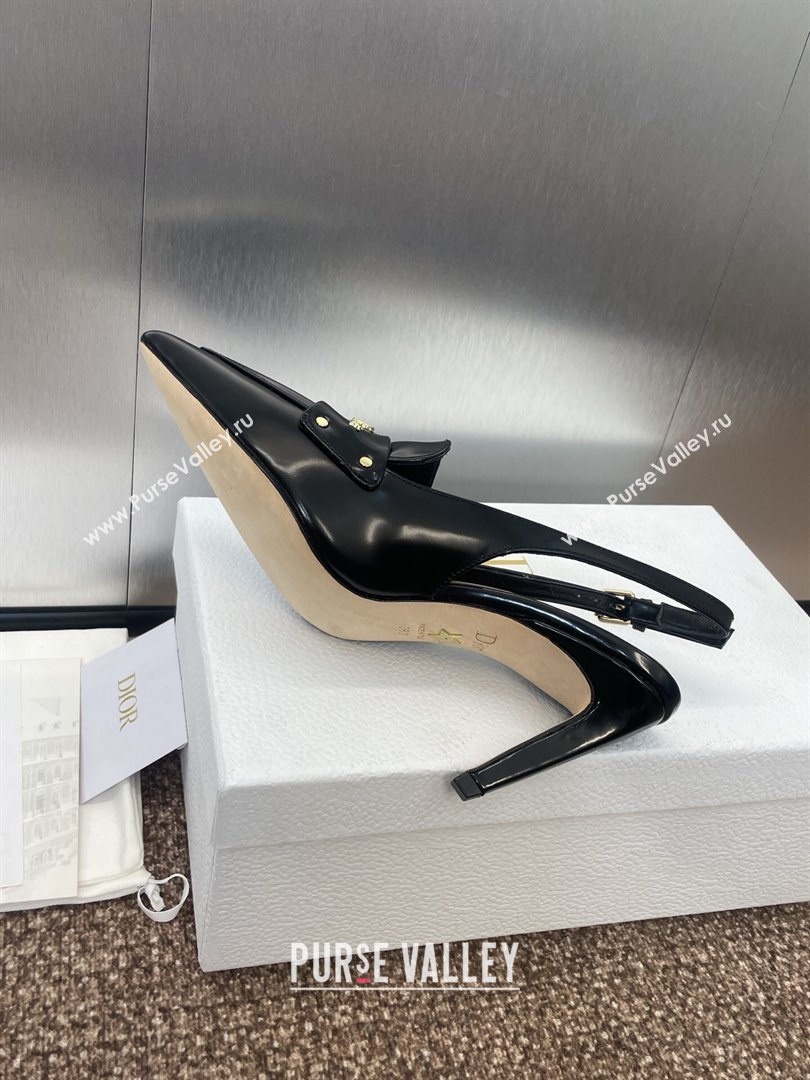 Dior Boy Slingback Pumps 8.5cm in Shiny Calfskin Black 2025 (JC-250710045)