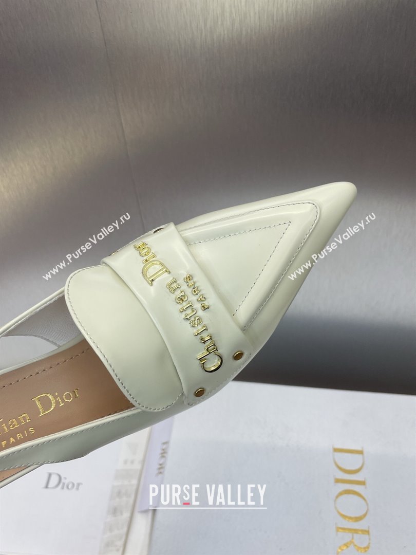 Dior Boy Slingback Pumps 8.5cm in Shiny Calfskin White 2025 (JC-250710046)