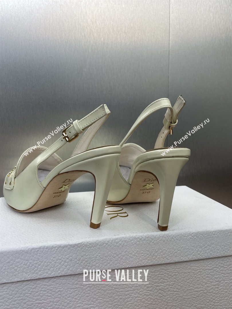 Dior Boy Slingback Pumps 8.5cm in Shiny Calfskin White 2025 (JC-250710046)