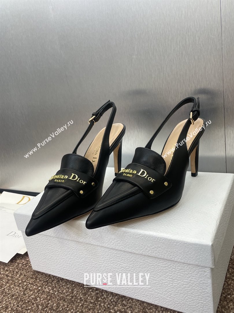 Dior Boy Slingback Pumps 8.5cm in Supple Calfskin Black 2025 (JC-250710047)