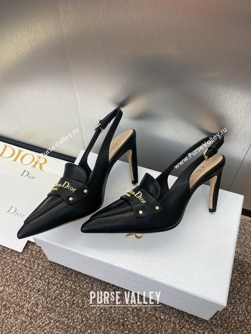 Dior Boy Slingback Pumps 8.5cm in Supple Calfskin Black 2025 (JC-250710047)