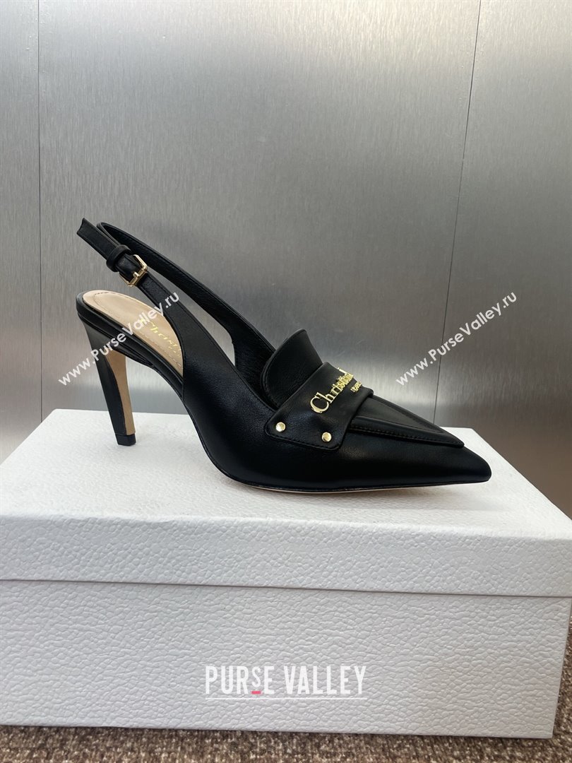 Dior Boy Slingback Pumps 8.5cm in Supple Calfskin Black 2025 (JC-250710047)