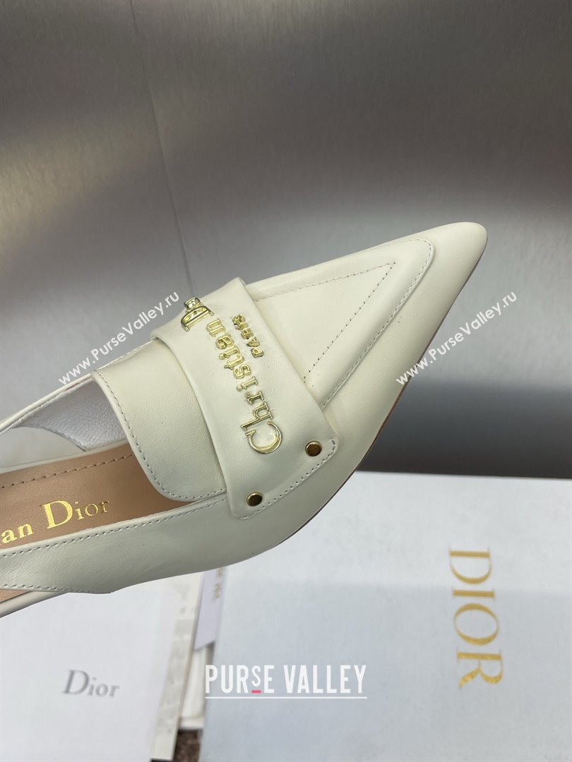 Dior Boy Slingback Pumps 8.5cm in Supple Calfskin White 2025 (JC-250710048)