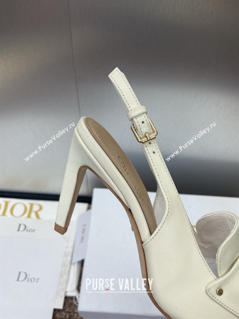 Dior Boy Slingback Pumps 8.5cm in Supple Calfskin White 2025 (JC-250710048)