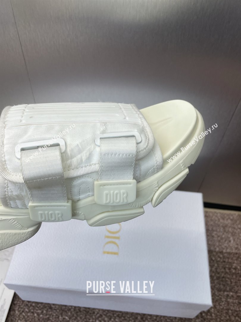 Dior D-Wander Platform Slides Sandal in Oblique Fabric White 2025 (JC-250710024)