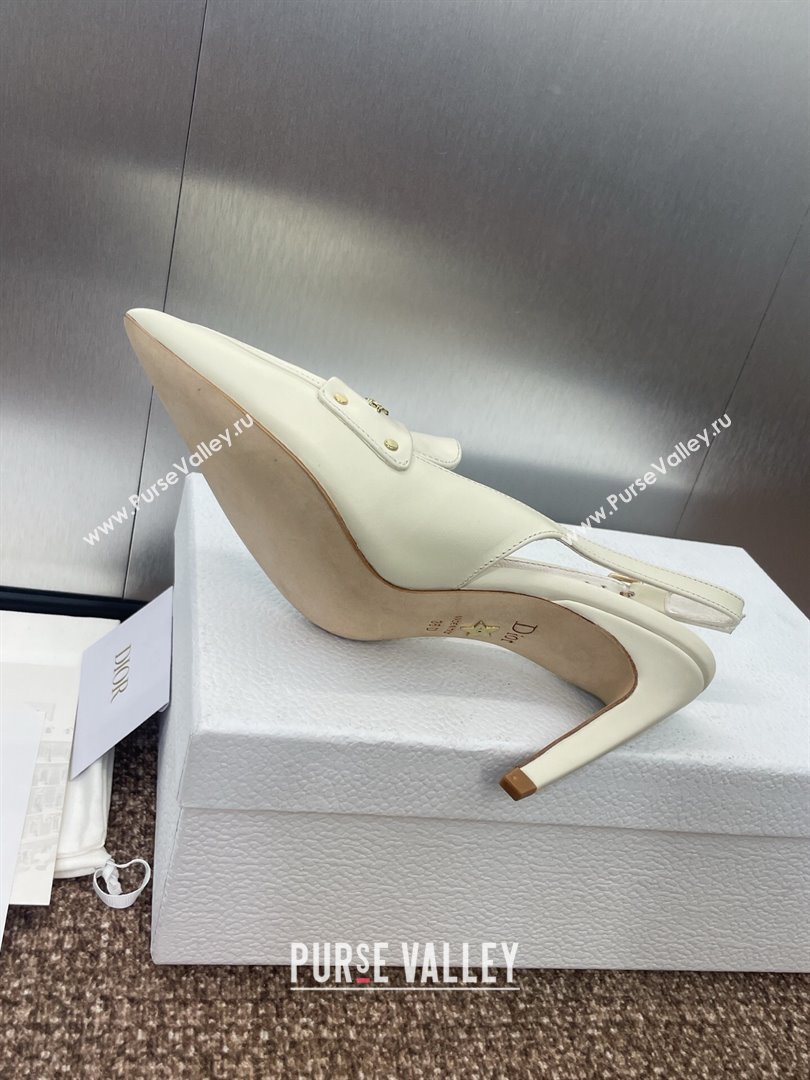 Dior Boy Slingback Pumps 8.5cm in Supple Calfskin White 2025 (JC-250710048)
