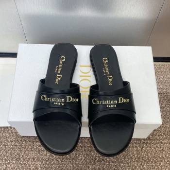 Dior My Dior Flat Slides Sandal in Supple Calfskin Black 2025 (JC-250710049)