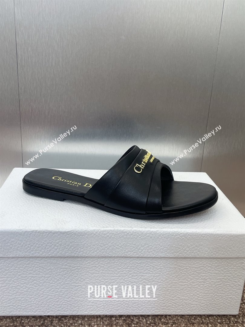 Dior My Dior Flat Slides Sandal in Supple Calfskin Black 2025 (JC-250710049)
