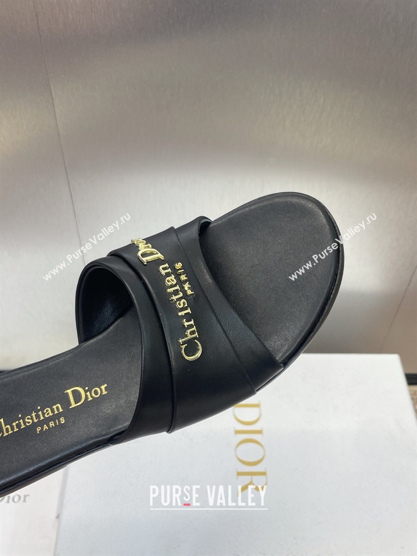 Dior My Dior Flat Slides Sandal in Supple Calfskin Black 2025 (JC-250710049)