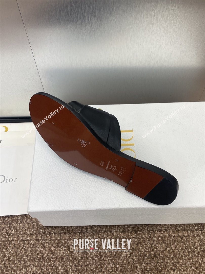 Dior My Dior Flat Slides Sandal in Supple Calfskin Black 2025 (JC-250710049)