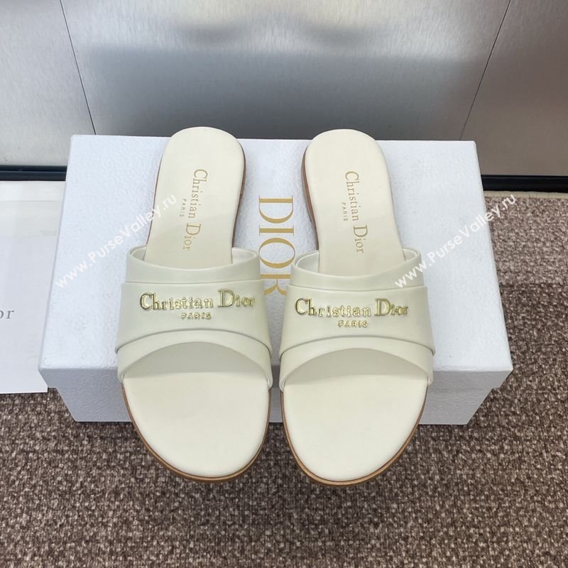 Dior My Dior Flat Slides Sandal in Supple Calfskin White 2025 (JC-250710050)