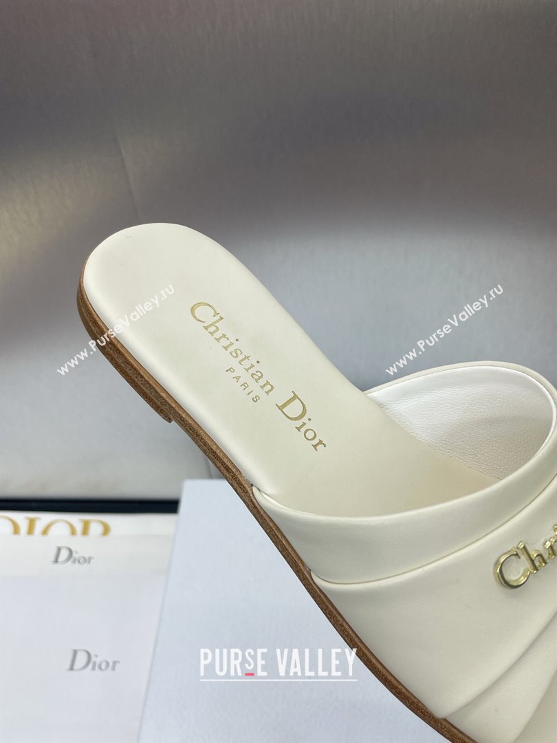 Dior My Dior Flat Slides Sandal in Supple Calfskin White 2025 (JC-250710050)
