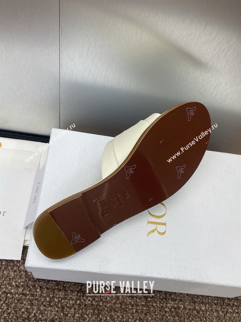 Dior My Dior Flat Slides Sandal in Supple Calfskin White 2025 (JC-250710050)