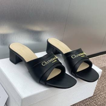 Dior My Dior Heeled Slides Sandal 3.5cm in Supple Calfskin Black 2025 (JC-250710052)