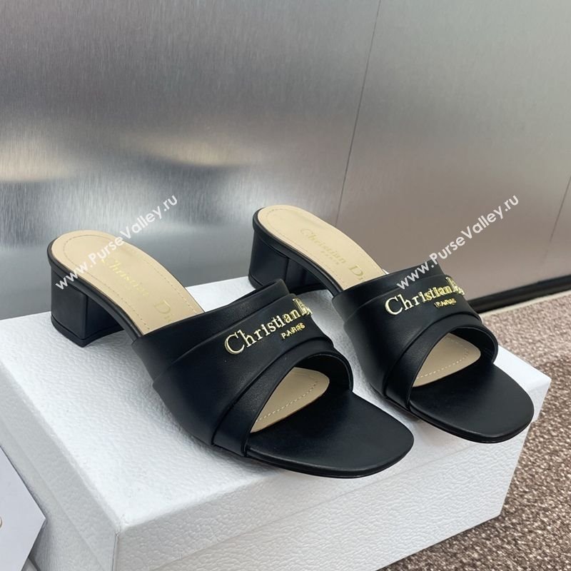 Dior My Dior Heeled Slides Sandal 3.5cm in Supple Calfskin Black 2025 (JC-250710052)